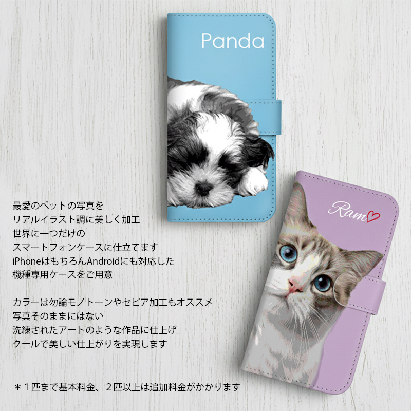 【ルナティックキャットイズム】送料無料｜ 手帳型スマホケース- ペット写真で作るオーダーメイド オリジナル スマホカバー 猫 犬：リアルイラスト[iPhone/Android]item_image_2