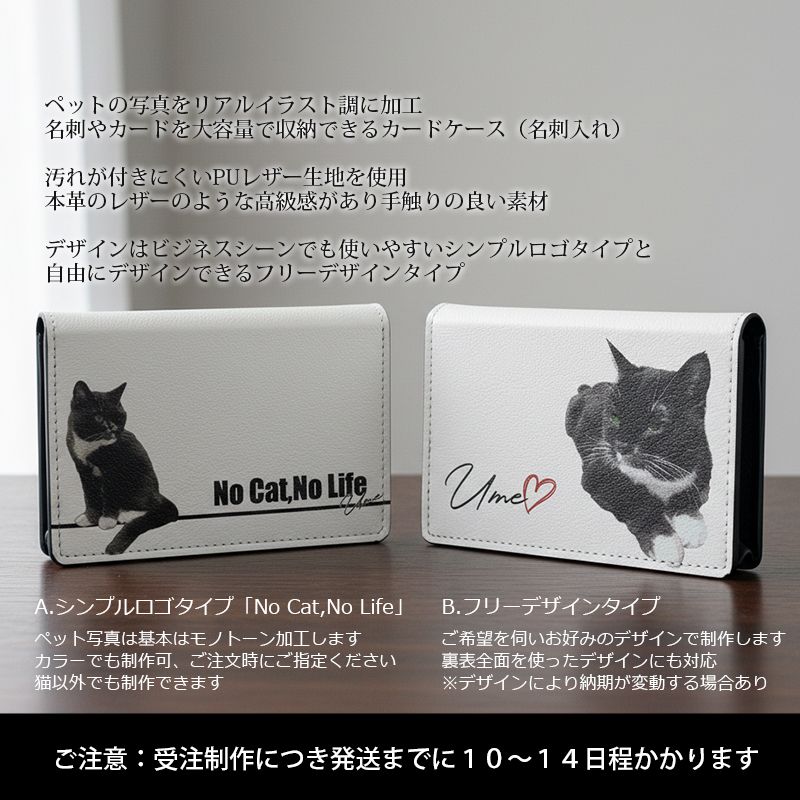 【ルナティックキャットイズム】送料無料｜名刺入れ カードケース‐ペットの写真で作る オリジナル オーダーメイド リアルイラスト  猫 犬item_image_2