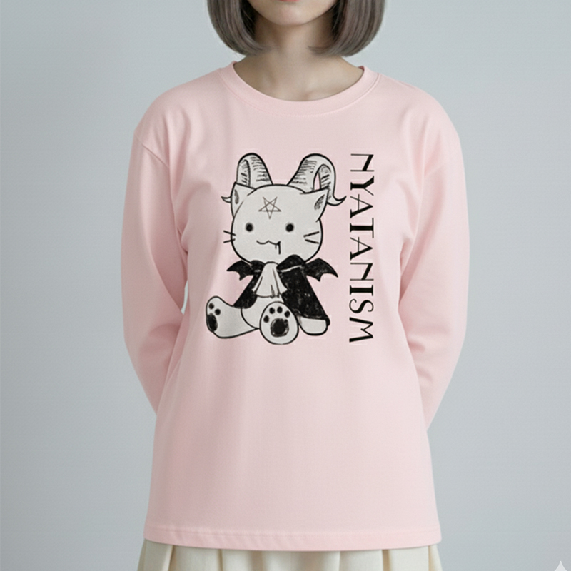 【ルナティックキャットイズム】送料無料｜長袖Tシャツ にゃたにずむ-コウモリマント[スタンダード／ビッグシルエット]item_image_3